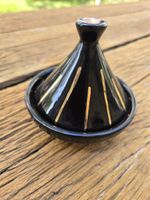 Keramik: Mini-Tajine schwarz/gold Linien-Nr. 1