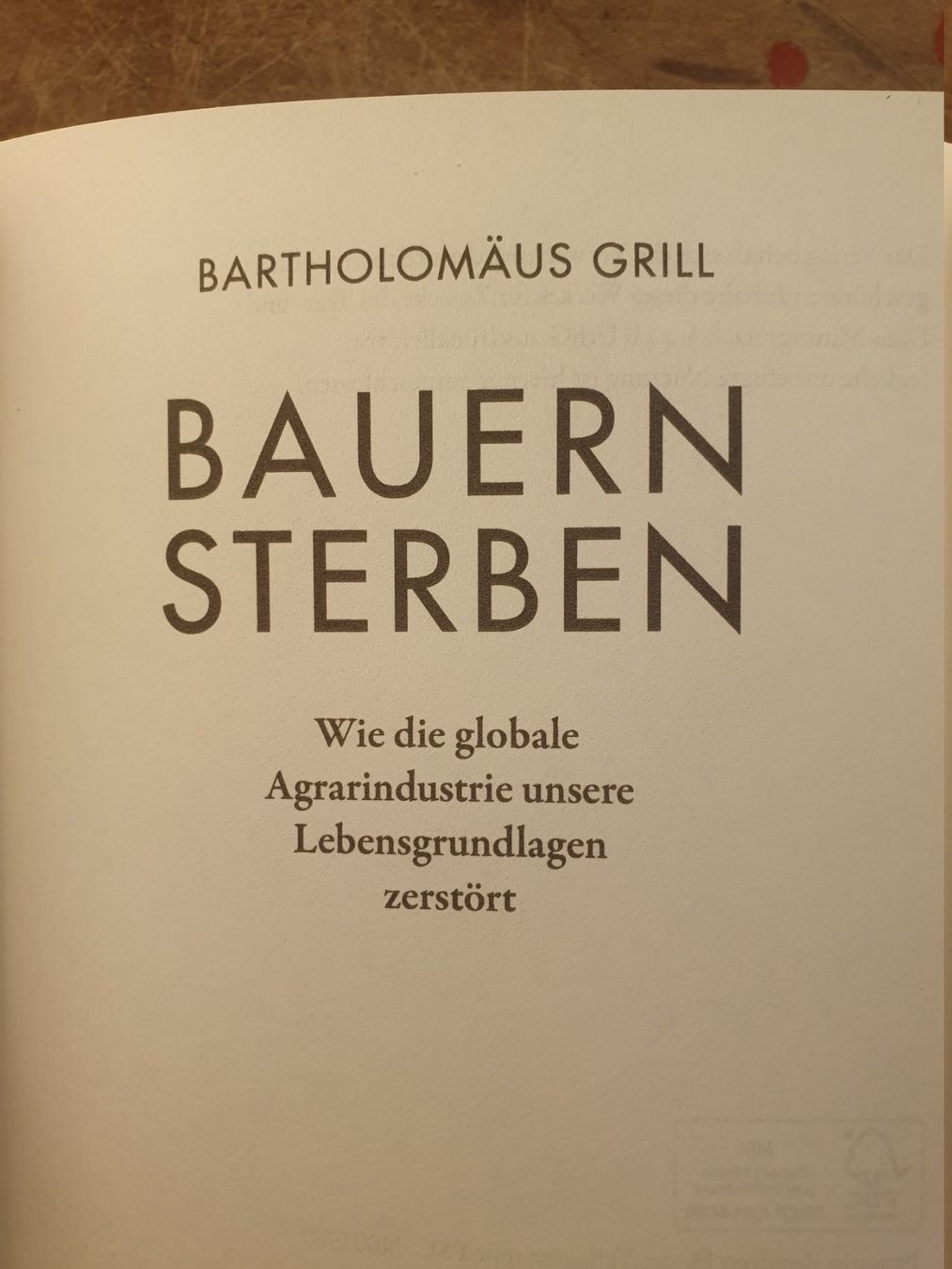 Bücher: Bauernsterben - Bartholomäus Grill – Gebraucht aus Zürich von loosebone 2