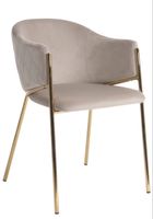 4 Stühle Samtbezug beige Goldgestell, NEU