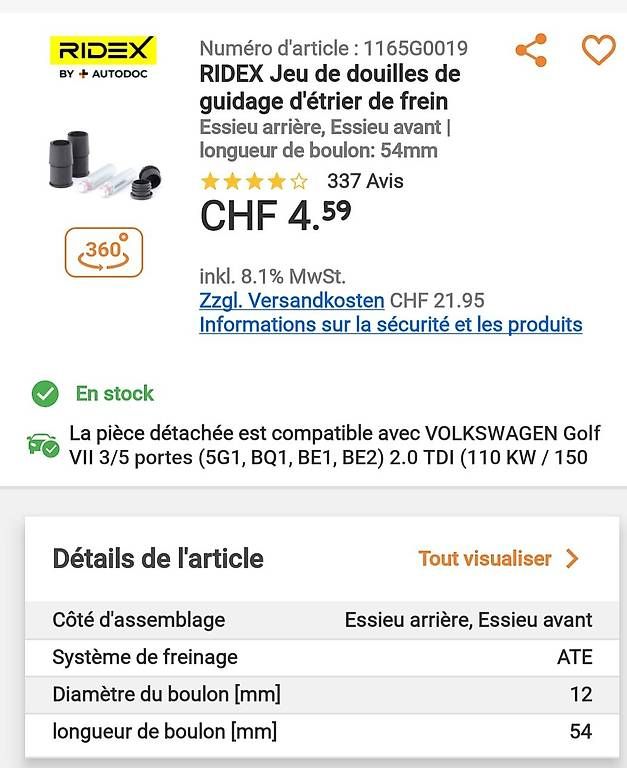 Biglietti: Revend piece pour golf 7 – Usato da Yverdon-les-Bains venduto da sac_t2cw 4