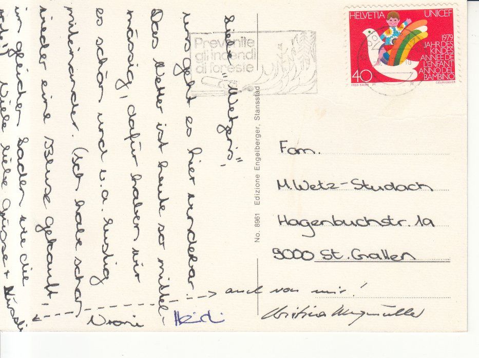 Cartoline postali: Lugano 1979 – Usato da Bürglen TG venduto da StampGraf 1