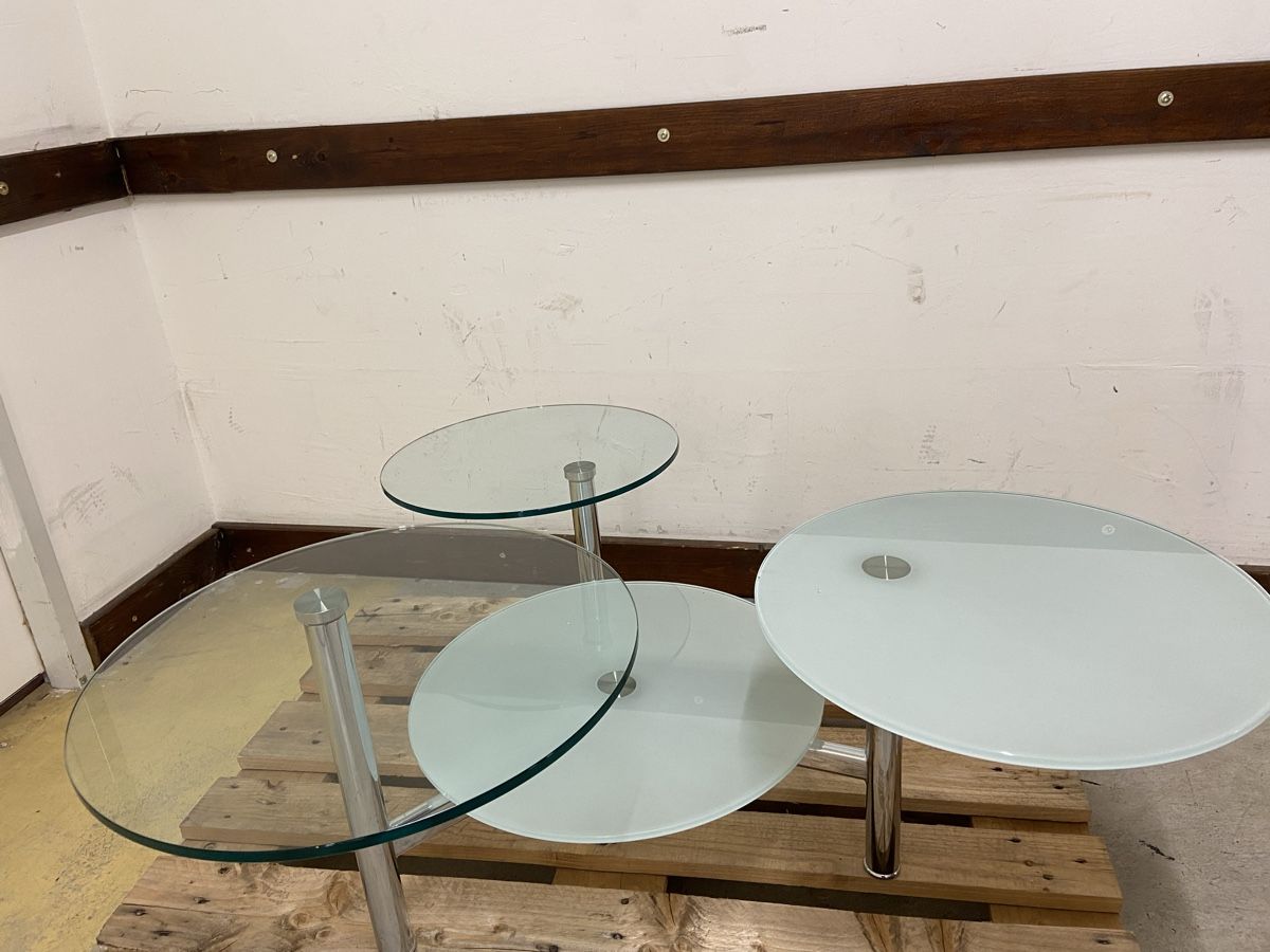 Tavoli: Glas-Satztisch, 3er Set, Chromgestell! – Usato da Dietikon venduto da brocki-eyra 3