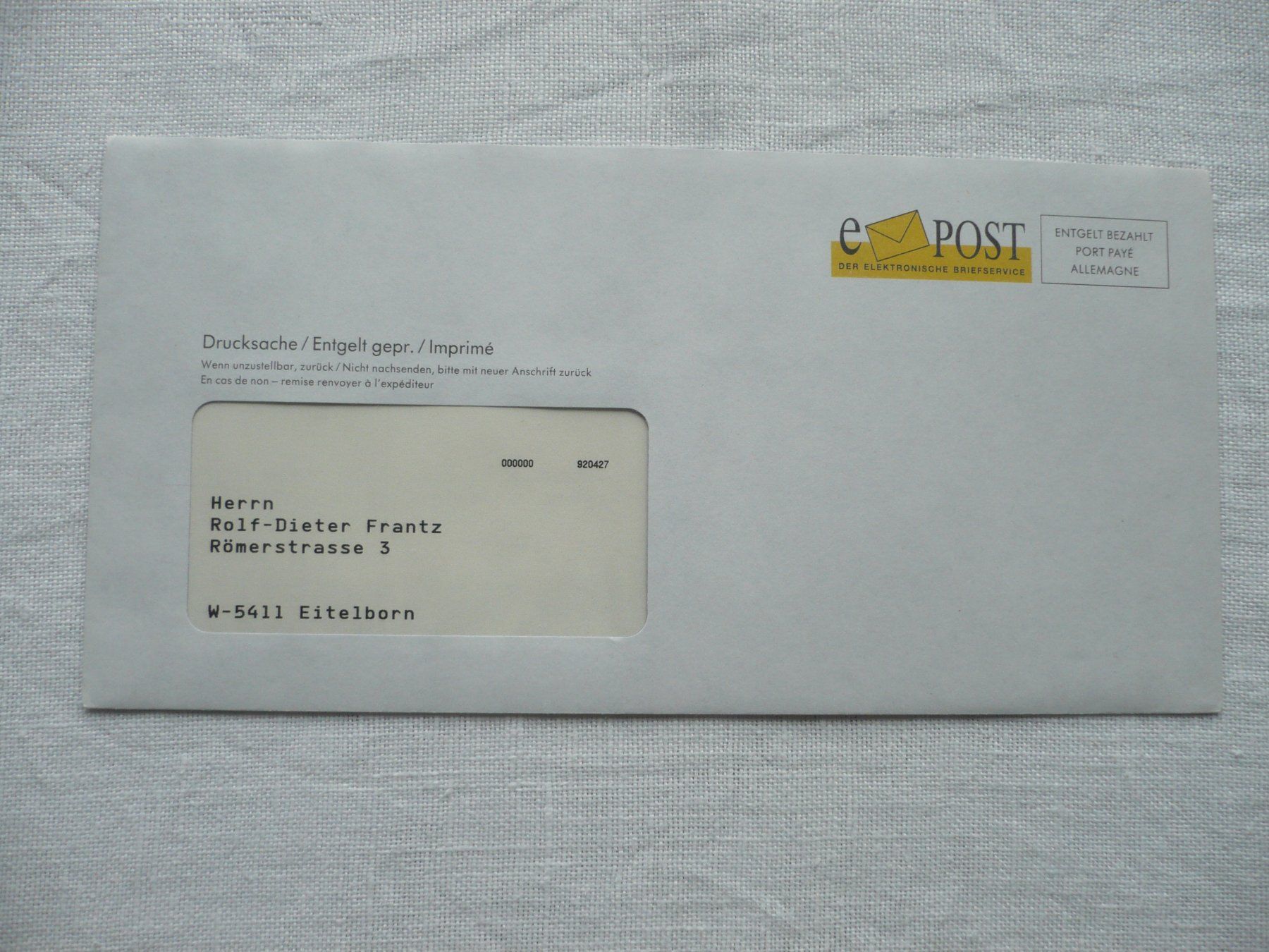 Tutti i francobolli: D 1992 1. ePost der Dt. Bundespost – Usato da Zürich venduto da saltandpepper008