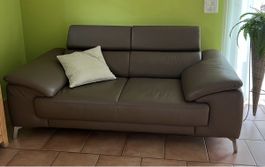 Ledersofa, Sofa, Farbe: Taupe (wie Neu)