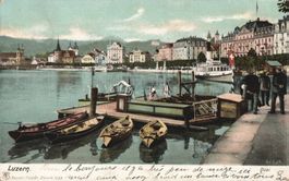 Luzern, alte Schiffe, Schiffsteg gel. 1904