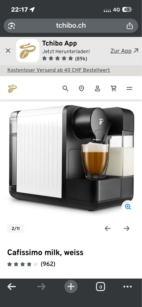 Tchibo Macchine per caffè & Macchine per espresso: Tchibo Cafissimo milk Kapselmaschine mit Milchaufschäumer – Usato da Zürich venduto da sheijla 8