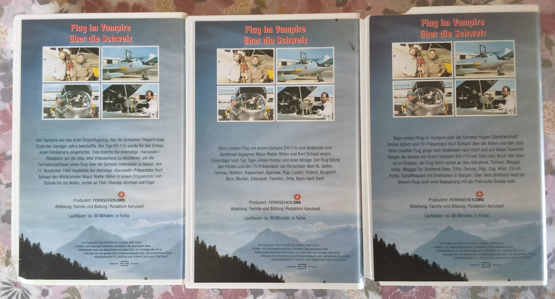 Tutti i VHS: 3er Set VHS flug im Vampire über die Schweiz – Usato da Hallau venduto da histoiremerveilleuse 1