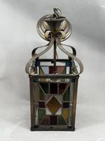 Hängelampe Buntglas Metall Antik Hängeleuchte Deckenlampe 