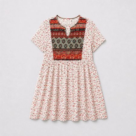 Boho Tunikakleid Blumen & Ethno-Muster Gr. L NEU