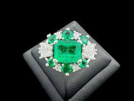 Smaragde 1.91c Diamanten 0.65c Ring 18k WG Gr 57 *S1888