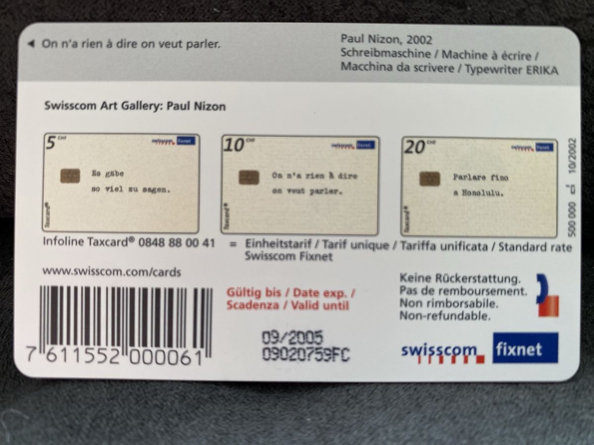 Telefon- & Taxkarten: Taxcard S2 – Gebraucht aus Lausanne von babacard10 1