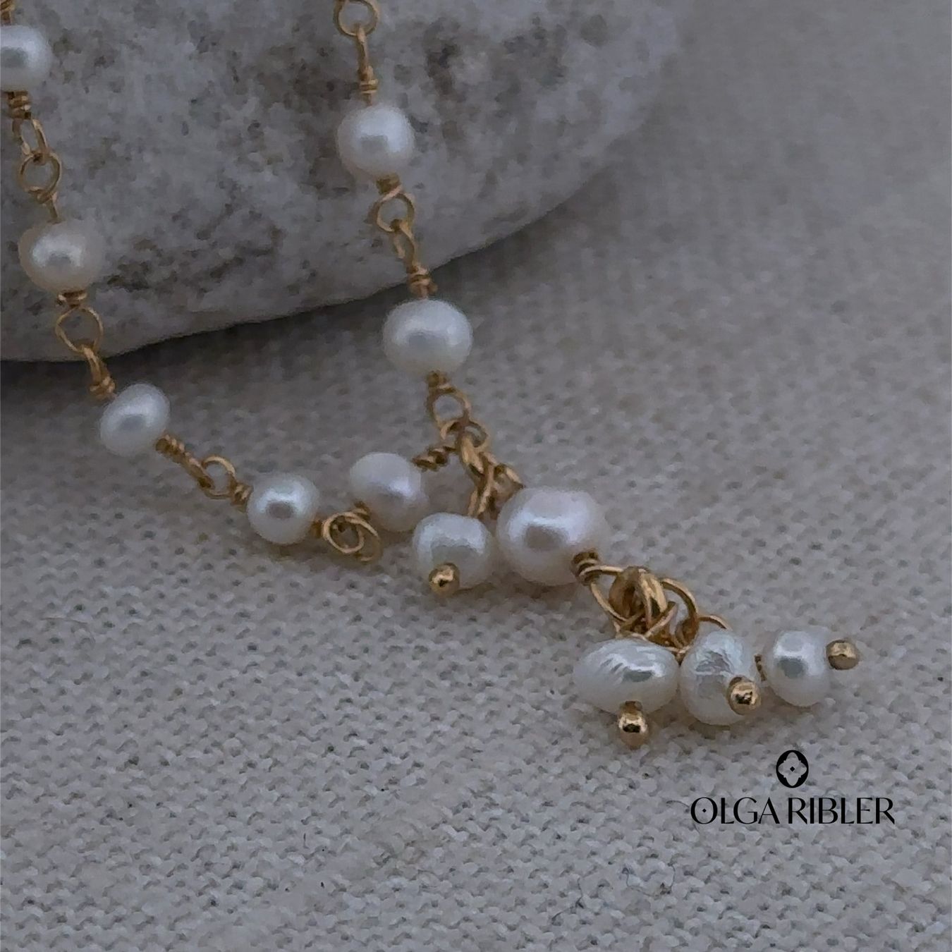Olga Ribler Catenine: Perlen Kette 925 Silber gelbvergoldet – Nuovo (secondo la descrizione) da Luzern venduto da Schmuckoutlet 6
