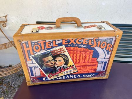 Deko Koffer Vintage Stil Casablanca Motiv, guter Zustand