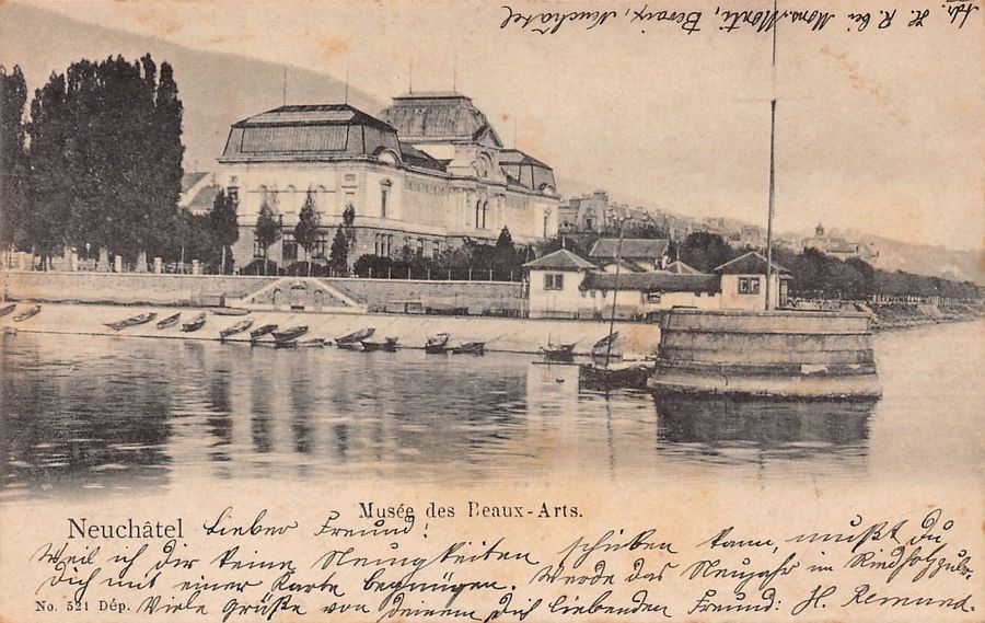 Cartoline postali: Neuchâtel, Musée des Beaux-Arts, circulée 1901, Stabstempel – Usato da Frauenfeld venduto da POML