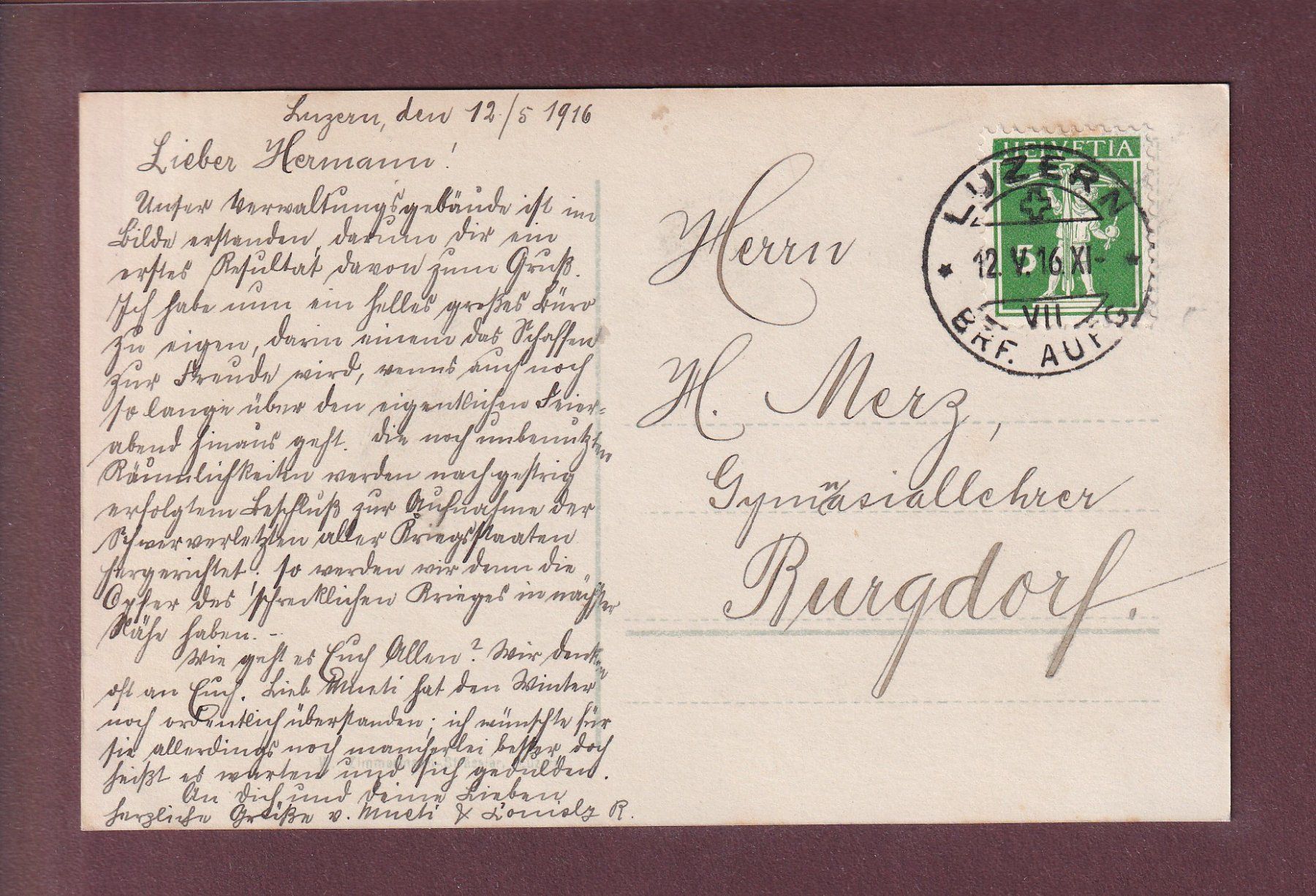 Ansichtskarten: LUZERN - Unfallversicherungsgebäude - 1916 – Gebraucht aus Pully von nicecards 1