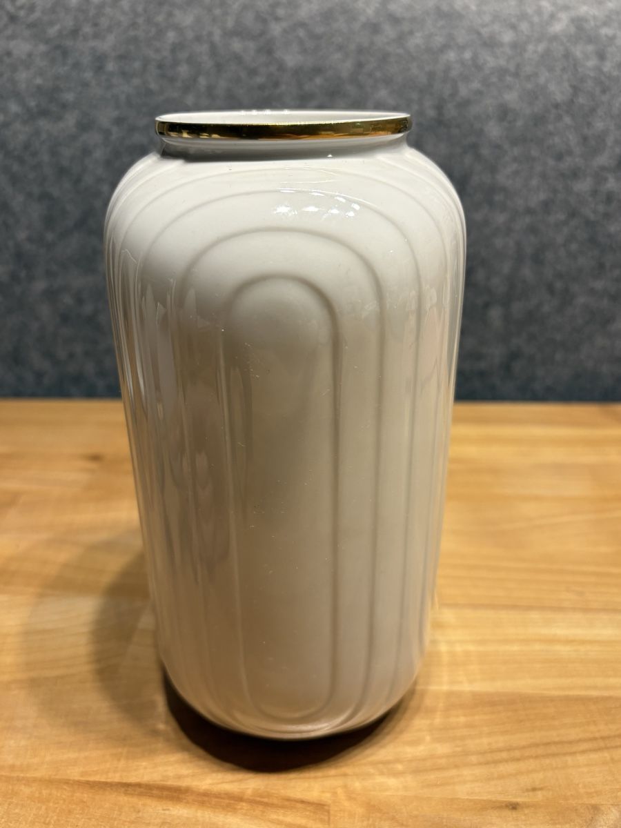 Vasi & Recipienti: Blumenvase Keramik weiss mit Goldrand – Nuovo (secondo la descrizione) da Rümlang venduto da euqinom16 1