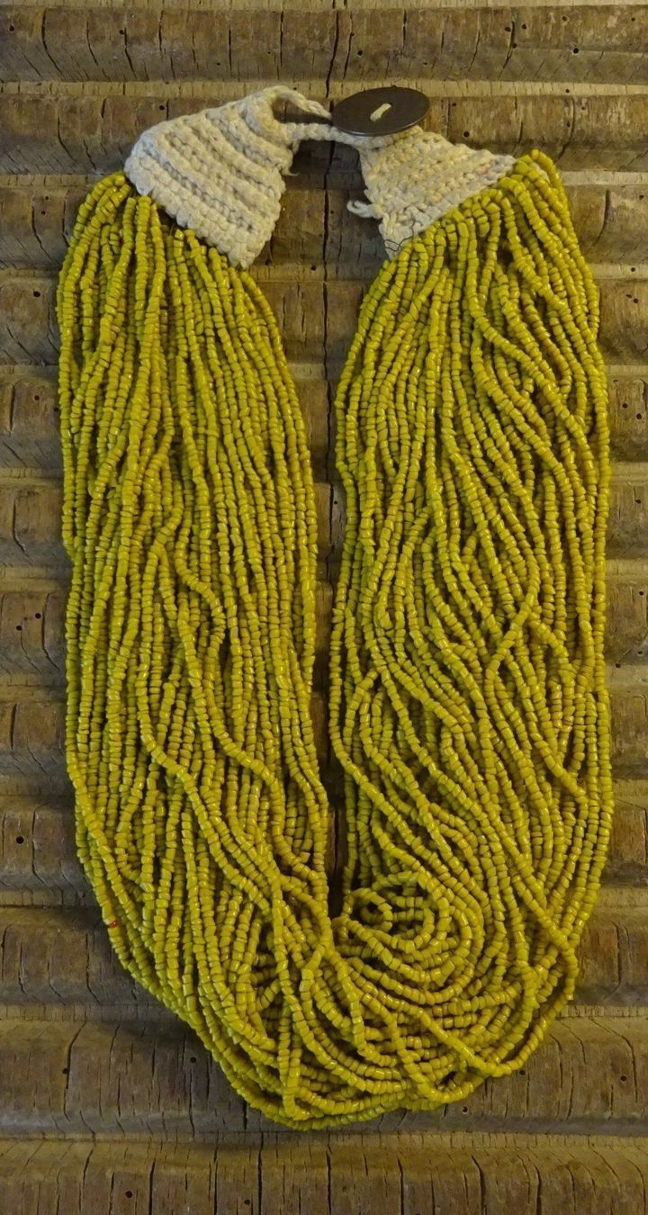 Catenine: Glaskette Senfgelb Indien / Ethno – Usato da Esslingen venduto da FetteSchnecke 1