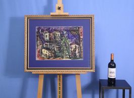 Moshé Elazar Castel 1909-1991, Aquarell, " Night in Safed "