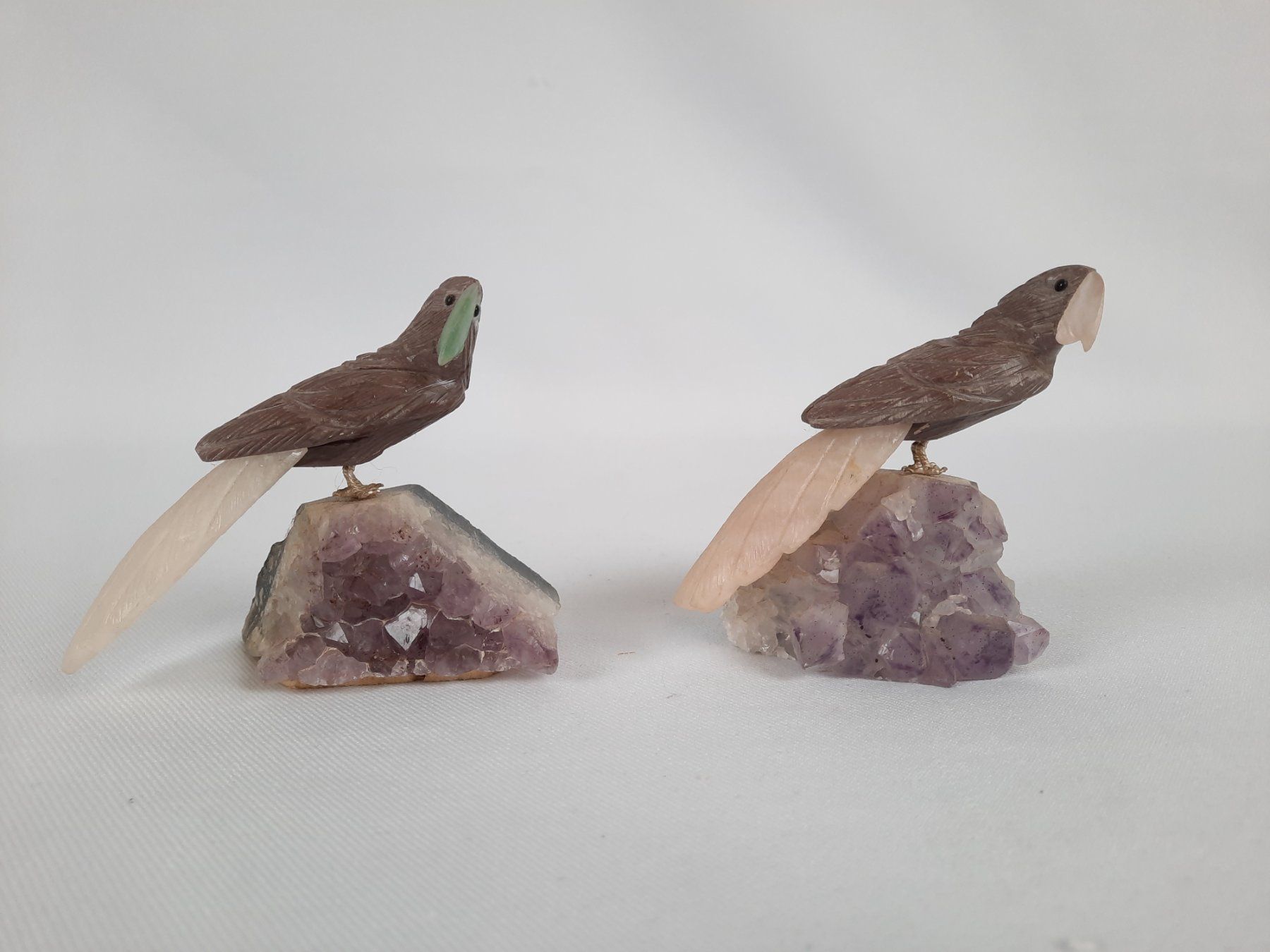 Minerali & Pietre curative: 2 Amethysten mit Vögeln – Usato da Beinwil am See venduto da Restwert_Beinwil