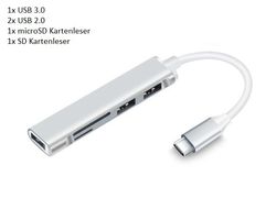 3Port USB-C Hub Card Reader + 2 in 1 SD + microSD (TF)