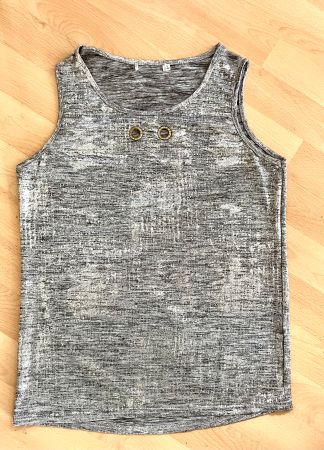 Edles, silbergraues Damen Top, Grösse L
