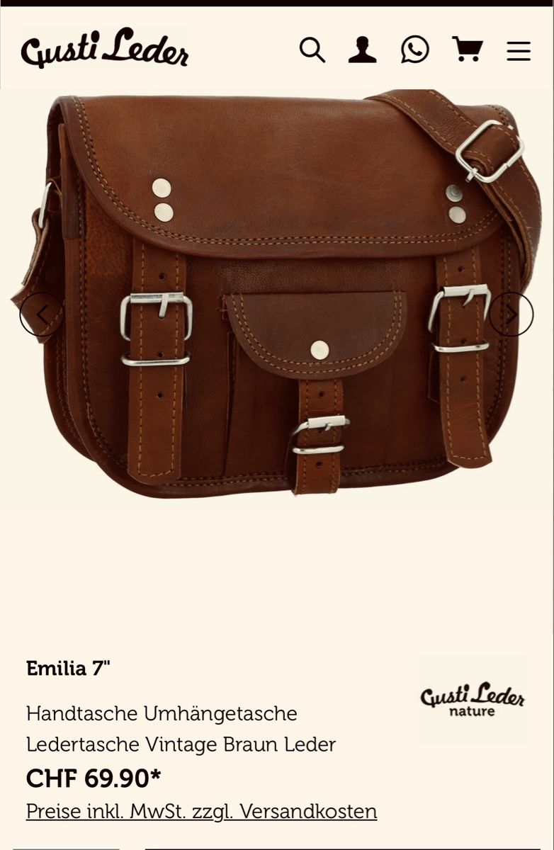 Borse da donna: Umhängetasche Vintage Leder – Nuovo e nell'imballaggio originale da Zollikofen venduto da AureusManus