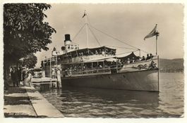 ZÜRICH SEE Goldküste, Landung Dampfschiff, viele Passagiere