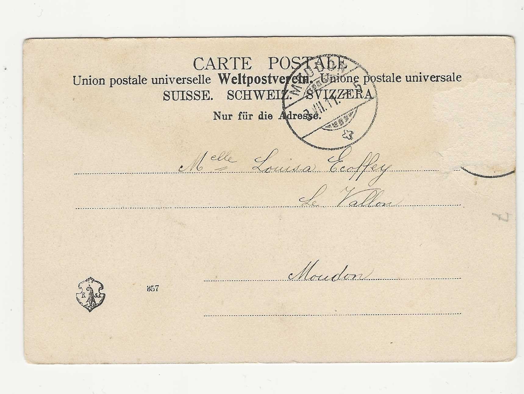 Ansichtskarten: VEVEY   Vue générale    1911 – Gebraucht aus Küttigen von rolypo 1