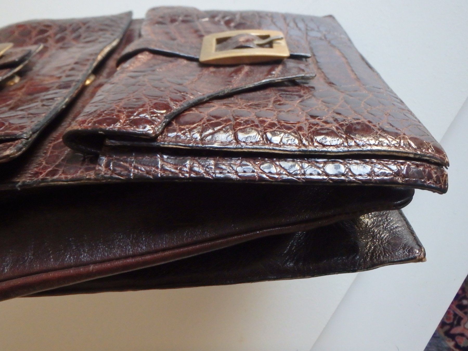 Borse: Vintage echt Kroko Herren oder Damen Tasche mit Doppelfach – Usato da Schöfflisdorf venduto da pullux 8
