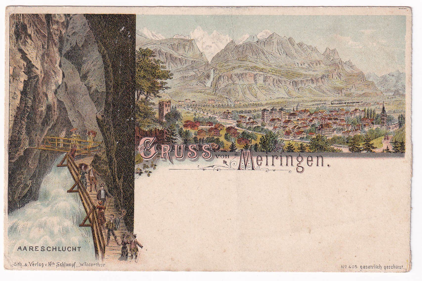 Cartoline postali: Gruss vom Meiringen. Aareschlucht – Usato da Cormoret venduto da Pascalll2001