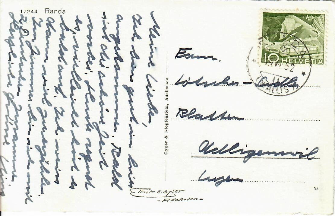 Cartoline postali: Randa – Usato da Hochdorf venduto da Ziegel-16 1