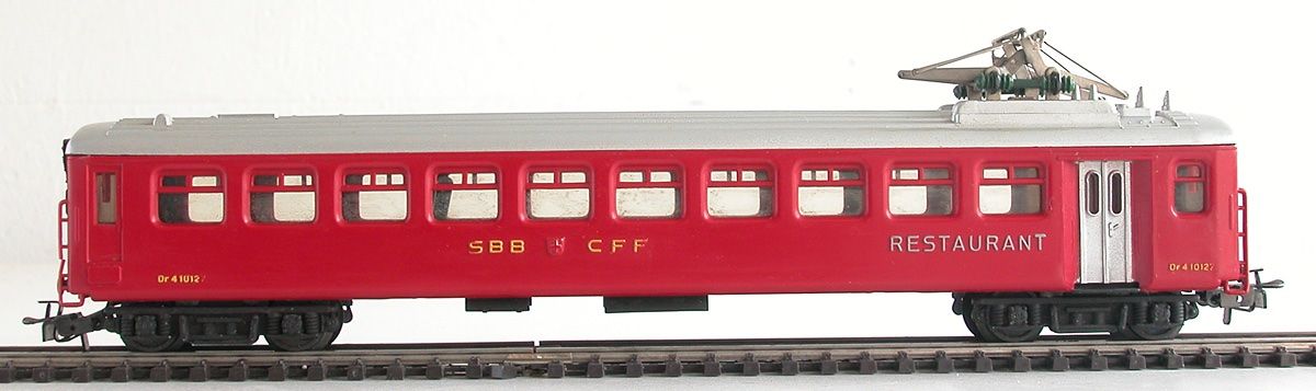 Hag Modellini di ferrovie: Hag Speisewagen Dr4 der SBB Spur H0 – Usato da Oberwil BL venduto da Klang 1