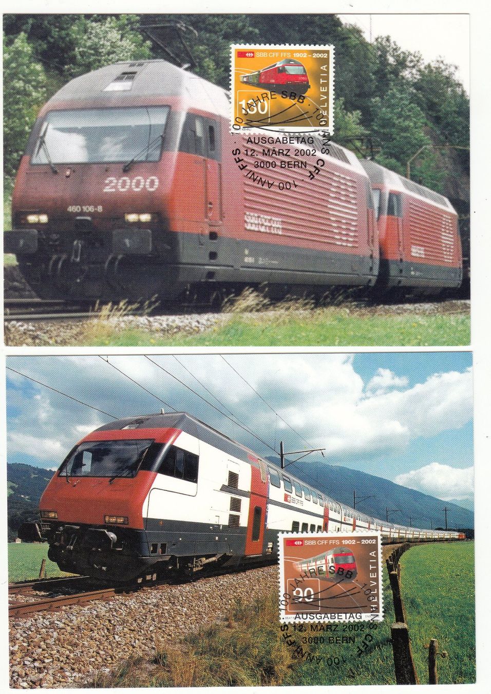 Tutti i francobolli: 4 Maximumkarte 100 Jahre SBB 2002 – Usato da Herrliberg venduto da Lfrifda