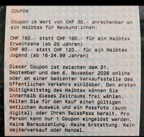 SBB Gutschein 30 Fr. (Halbtax)