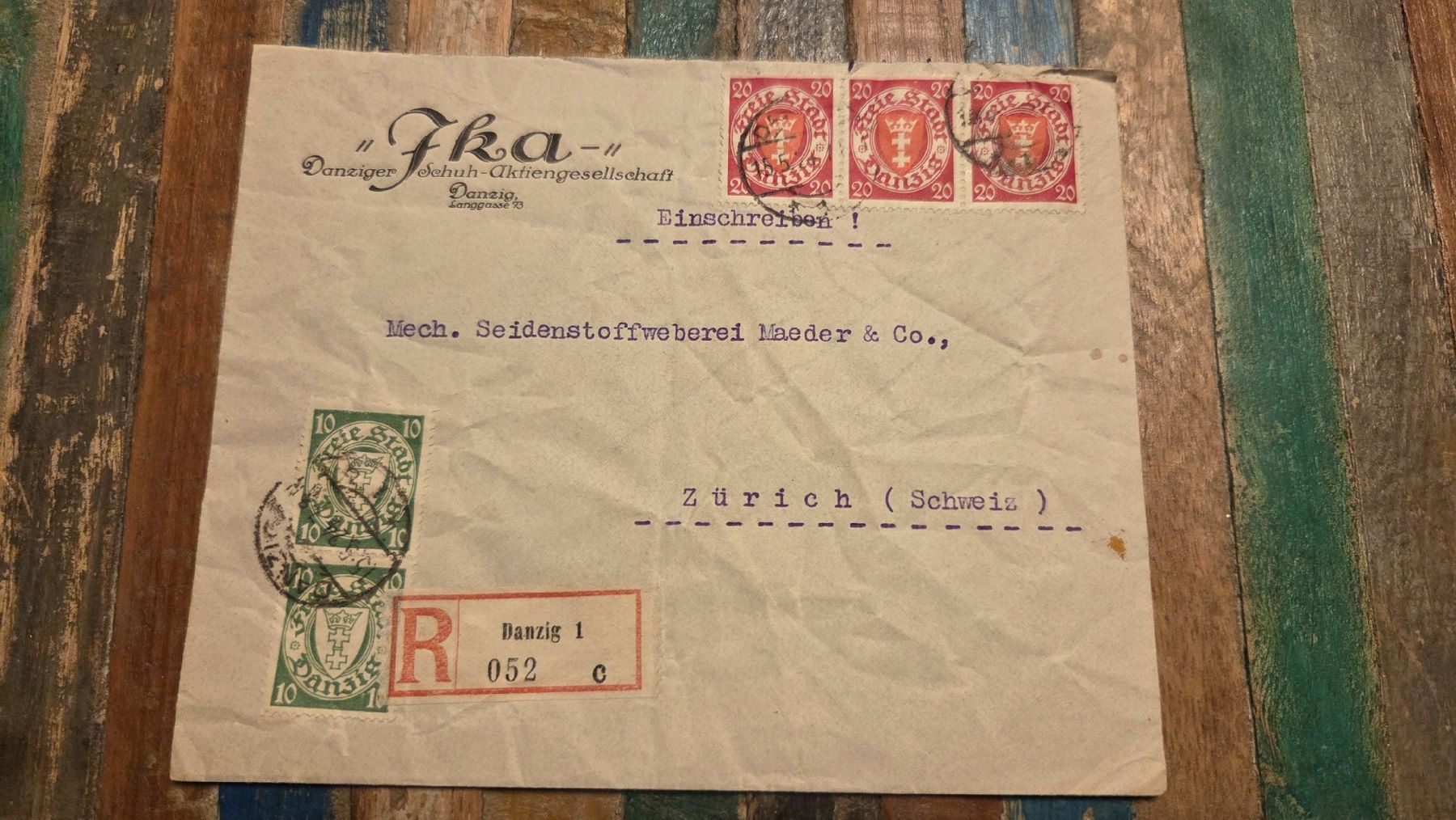 Tutti i francobolli: Geschäftsbrief Einschreiben Deutsche Stadt Danzig – Usato da Arni AG venduto da Moth68