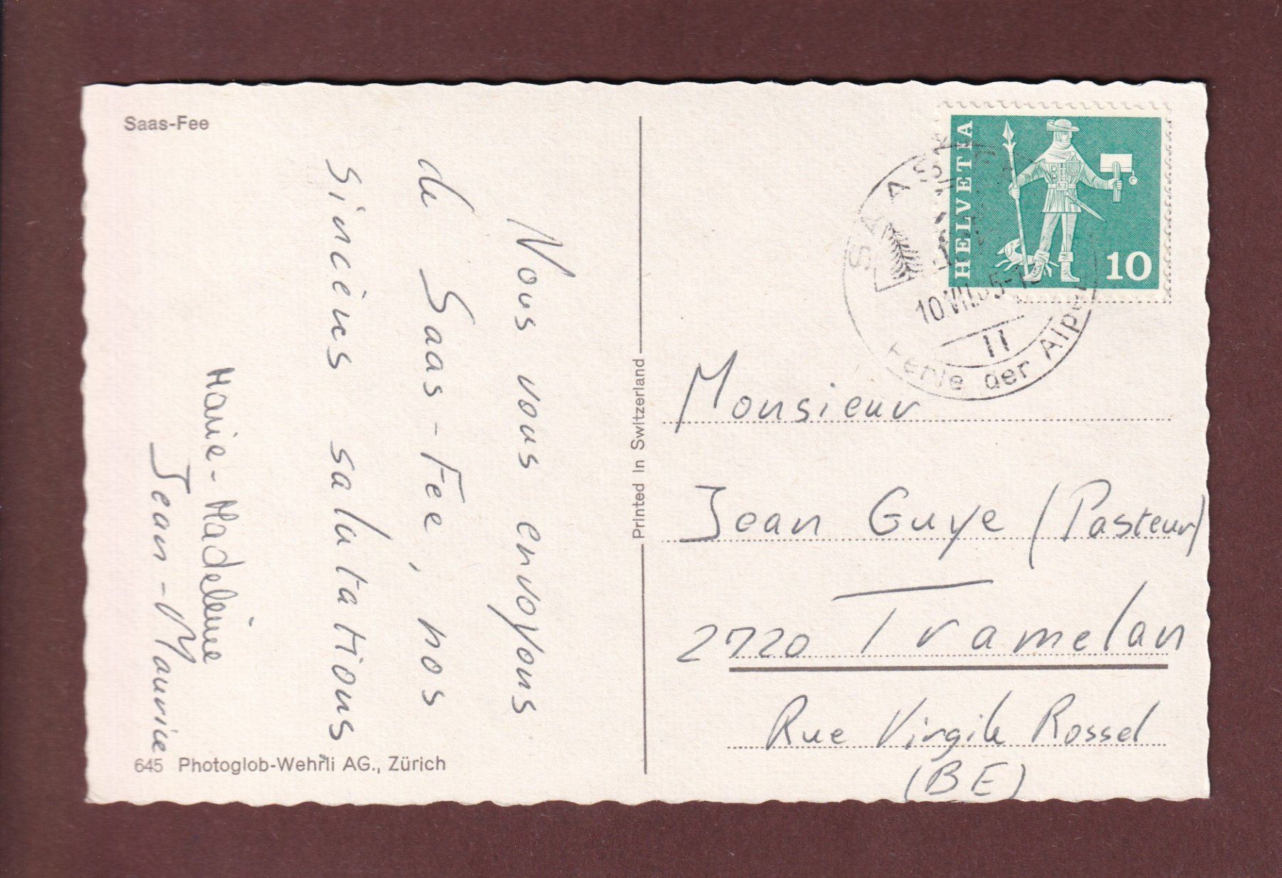 Cartoline postali: Bei SAAS-FEE - 1965 – Usato da Pully venduto da nicecards-shop 1