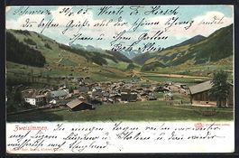 Zweisimmen, Ortsansicht mit Berglandscha