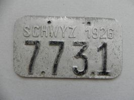 Velonummer SZ 26 Schwyz 1926 Geschenk