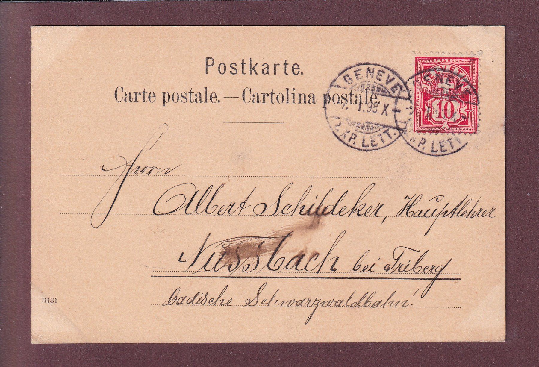 Cartoline postali: Souvenir de GENEVE - 1898 – Usato da Pully venduto da nicecards 1