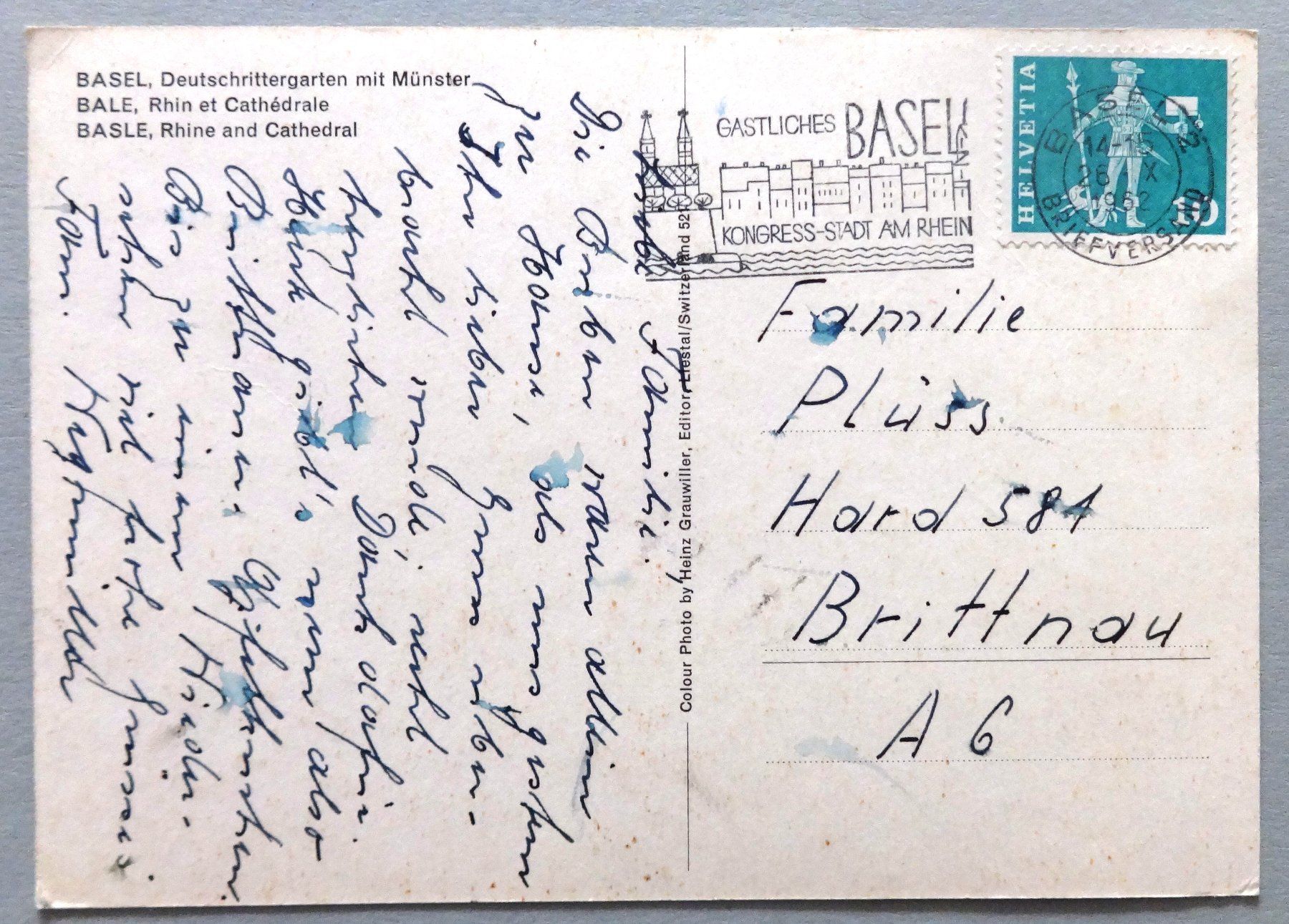 Cartoline postali: Basel - Deutschrittergarten mit Münster – Difettoso da Fétigny venduto da Billy2miny 1