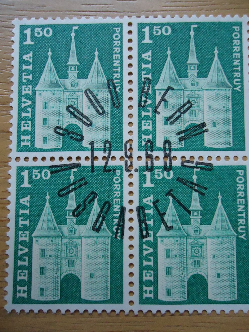 Tutti i francobolli: 1968 Baudenkmäler 4er Block ET – Nuovo (secondo la descrizione) da Belp venduto da Hefabe 3