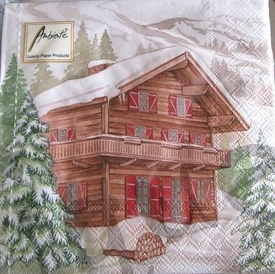 Tovaglioli: Serviette winter chalet (w552) 2Stk. – Nuovo (secondo la descrizione) da Schlatt TG venduto da kreativ-atelier