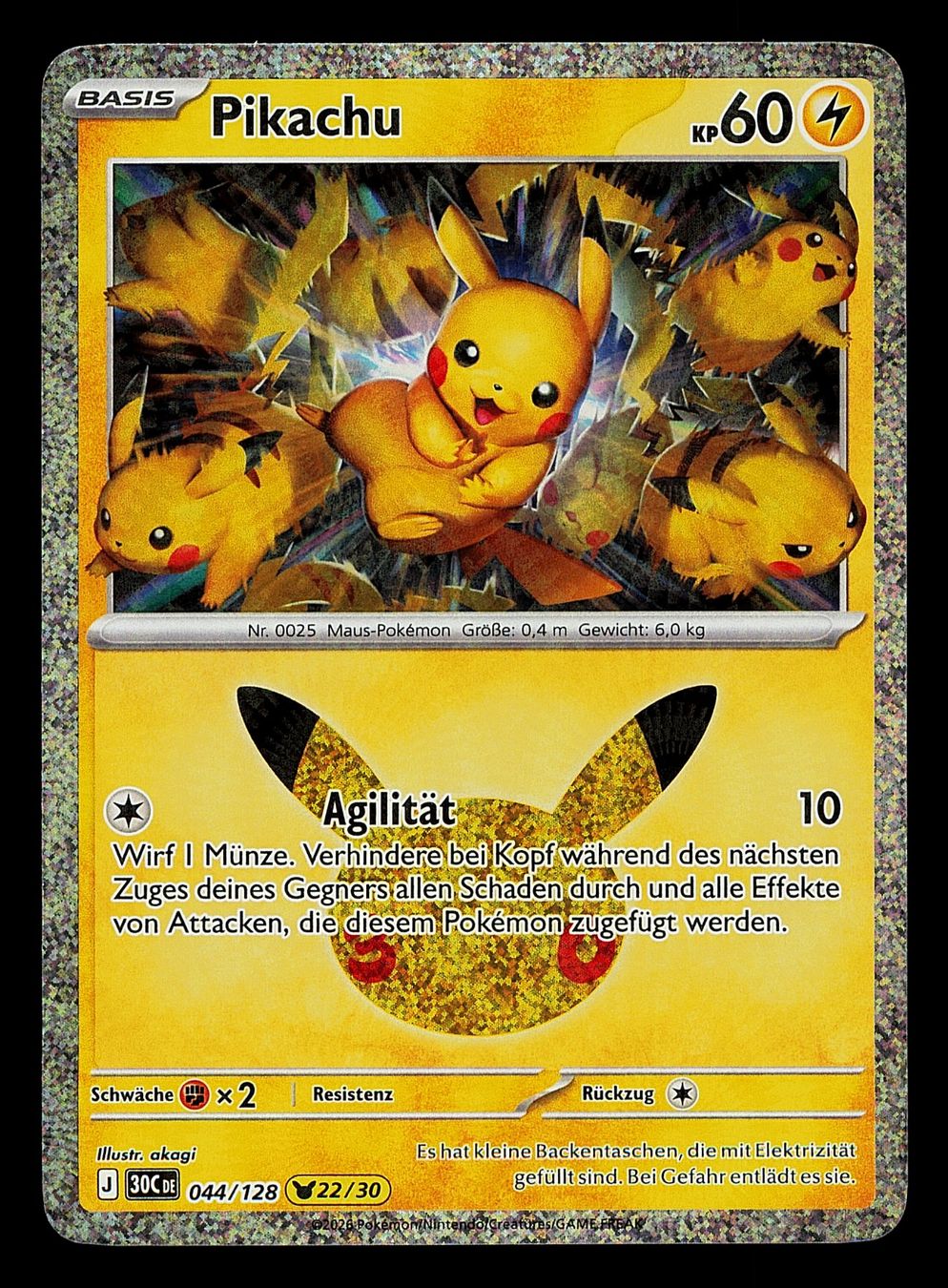 Pokémon Carte collezionabili: Pikachu 044/128 Pokemon 30th Celebration DE – Usato da Zug venduto da Guak