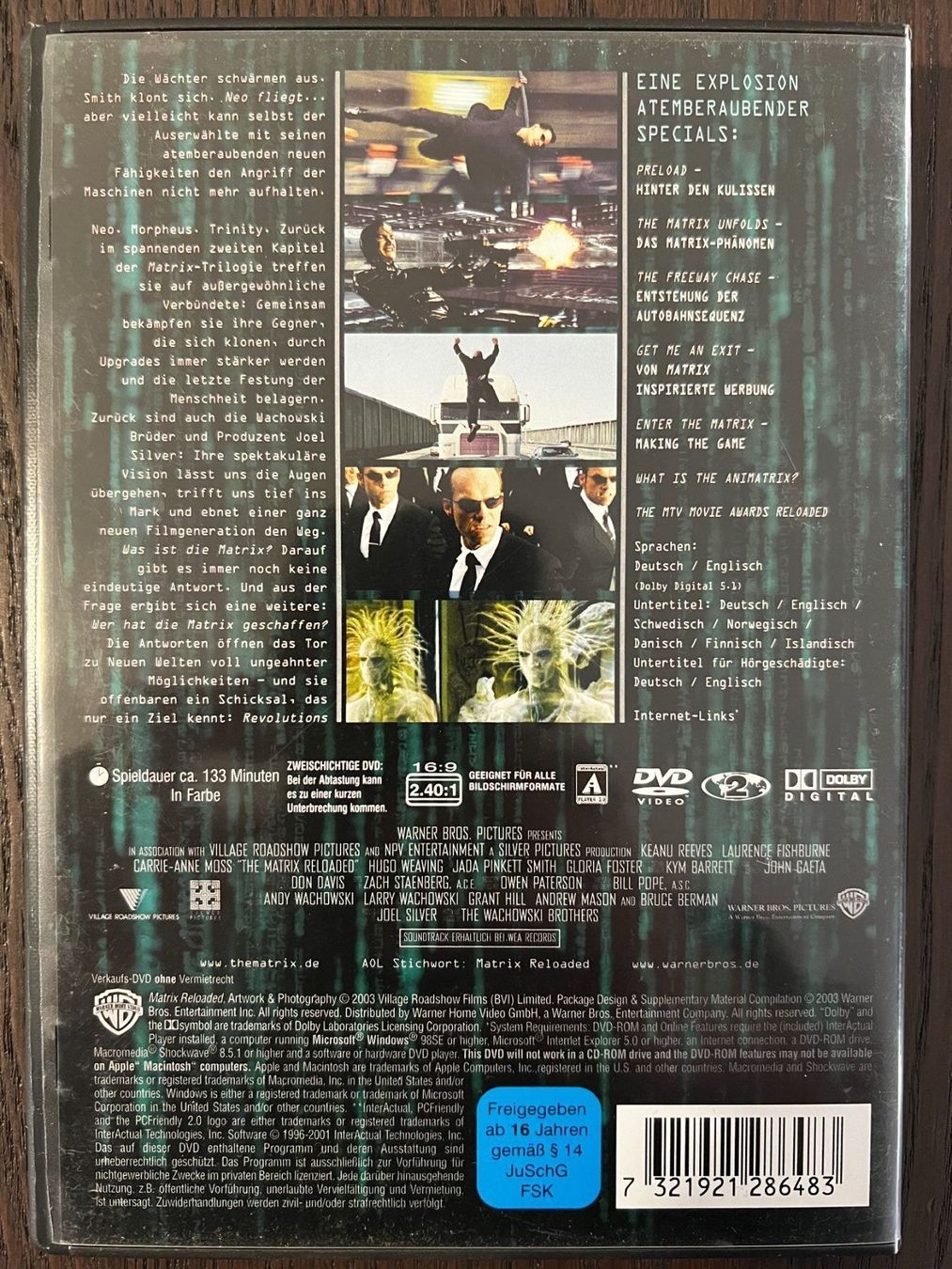 Alle DVDs: Matrix Reloaded – Gebraucht aus Zürich von FilmFreunde 1