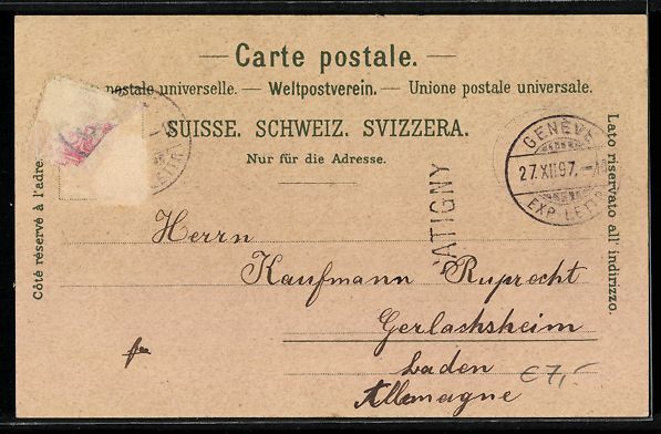 Cartoline postali: Lithographie Genève, Au clair de lune – Usato da Berlin venduto da bartko-reher 1