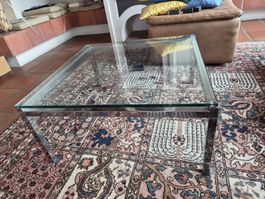 Couchtisch Glas Metall Chrom 70x70cm gebrauchter Zustand