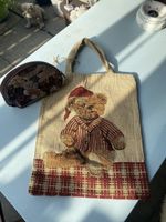 Tasche Bär Motiv mit Necessaire gestreift guter Zustand