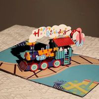 3D Zug Geburtstagskarte  Pop-Up Grusskarte mit Umschlag