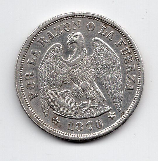 Tutti le monete: (192) Chile, Peso, 1870, fast stgl – Usato da Rüthi (Rheintal) venduto da erdnuessli1 1