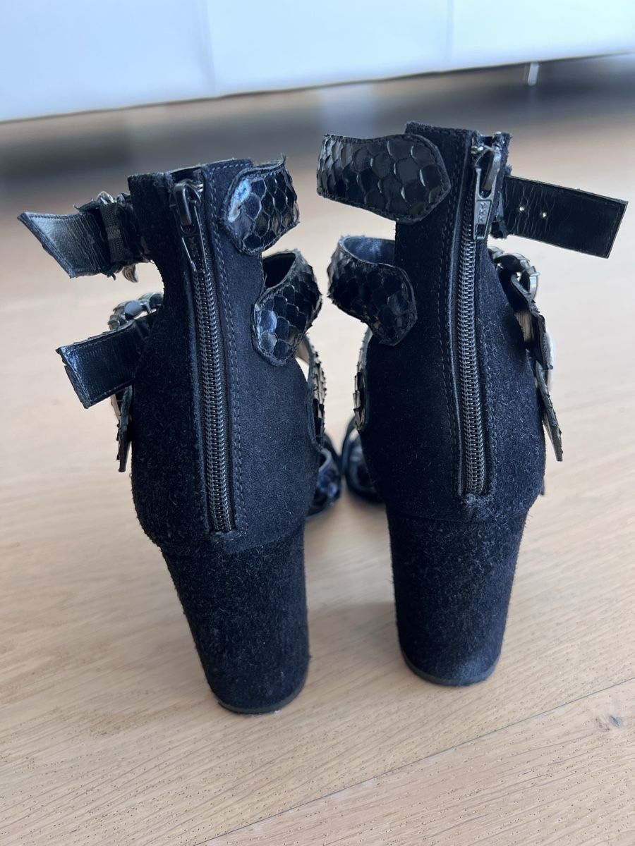 Scarpe da donna: Strategia - Black Suede/Python Sandals - Size 37 – Usato da Pully venduto da opa_k78q 4
